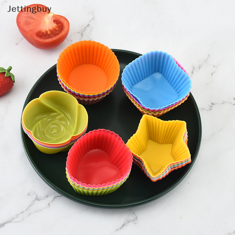 【Jettingbuy】 Flash Sale 7pcs Set Silicone Cake Mold Muffin Cupcake Baking Molds DIY Cake Decorating Tools
