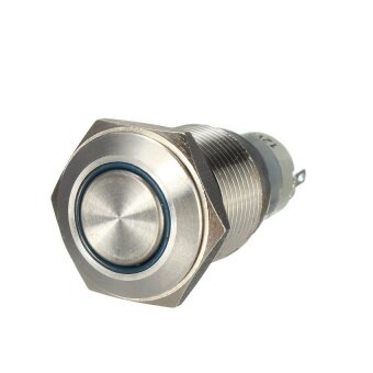 12 V 16 MM Mobil Otomatis Malaikat Mata LED Logam Tombol Tekan Saklar Sejenak Paduan Diseduh Sendiri (Biru) -Internasional