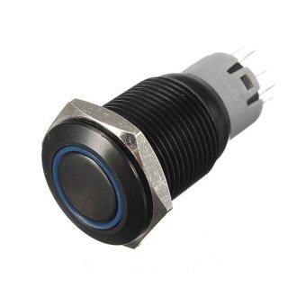 16 Mm 12 V Hitam Aluminium LED Logam Tombol Tekan Mobil Otomatis Diterangi On/Mati Sakelar Biru-Internasional