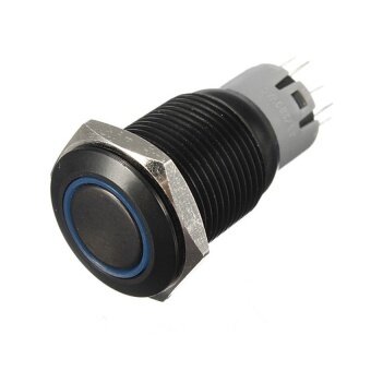 16 Mm 12 V Hitam Aluminium LED Logam Tombol Tekan Mobil Otomatis Diterangi On/Mati Sakelar Biru-Internasional