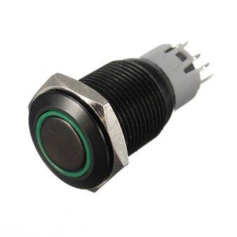 16 Mm 12 V Hitam Aluminium LED Logam Tombol Tekan Mobil Otomatis Diterangi On/Mati Beralih Hijau-Internasional