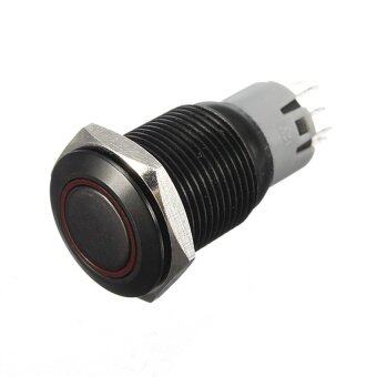 16 Mm 12 V Hitam Aluminium LED Logam Tombol Tekan Mobil Otomatis Diterangi On/Mati Merah-Internasional