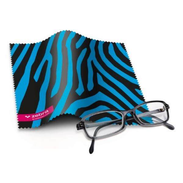 1X Polyclean Desain-Brillentuch Aus Microfaser P-9000? Brillen-Putztuch F? R Glas, Tablet, Laptop, iPad & Co. (17,5X17,5 Cm, Zebra Blau) -Intl