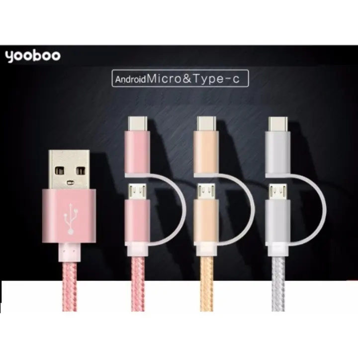 2 in 1 type c android micro usb cable fast charging type c cable android cable data transfer cable travel cable for samsung oppo vivo huawei asus