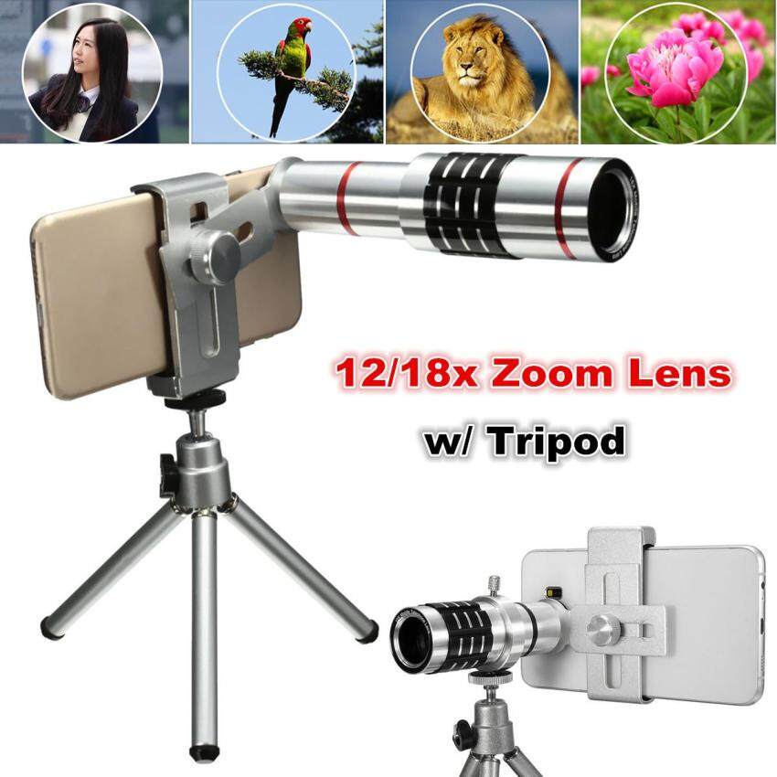 ... 2 Pcs 12x 18x Zoom Universal Ponsel Kamera Telefoto Lensa Teleskop Dudukan Tripod Pemegang