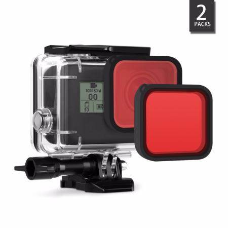 [2 ชิ้น] Kupton Snap - On ดำใต้น้ำกล่องตัวกรองฝาปิดเลนส์สำหรับ Kupton GoPro HERO 7 สีดำ/2018/6/5 (สีแดง)