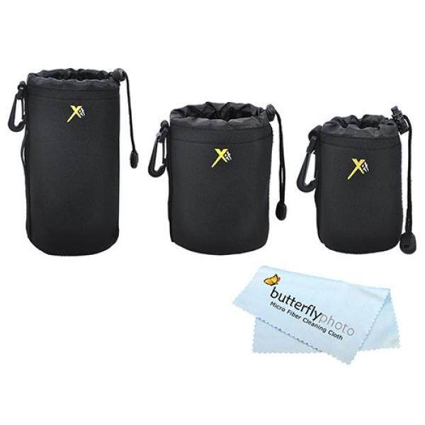 3 Pack Neoprene Soft DSLR Lens Pouch Case Kit For Canon Nikon Sony Pentax Olympus Panasonic and Blackmagic Pocket Cinema Camera Lenses Includes 3 Soft Neoprene Lens Pouch, small, medium, and large - intl
