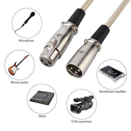 3 PIN พอร์ต XLR ตัวผู้ XLR ตัวเมียไมโครโฟนสายไมค์สายลำโพงสายไฟ 3 เมตร/9.8 ฟุต - INTL