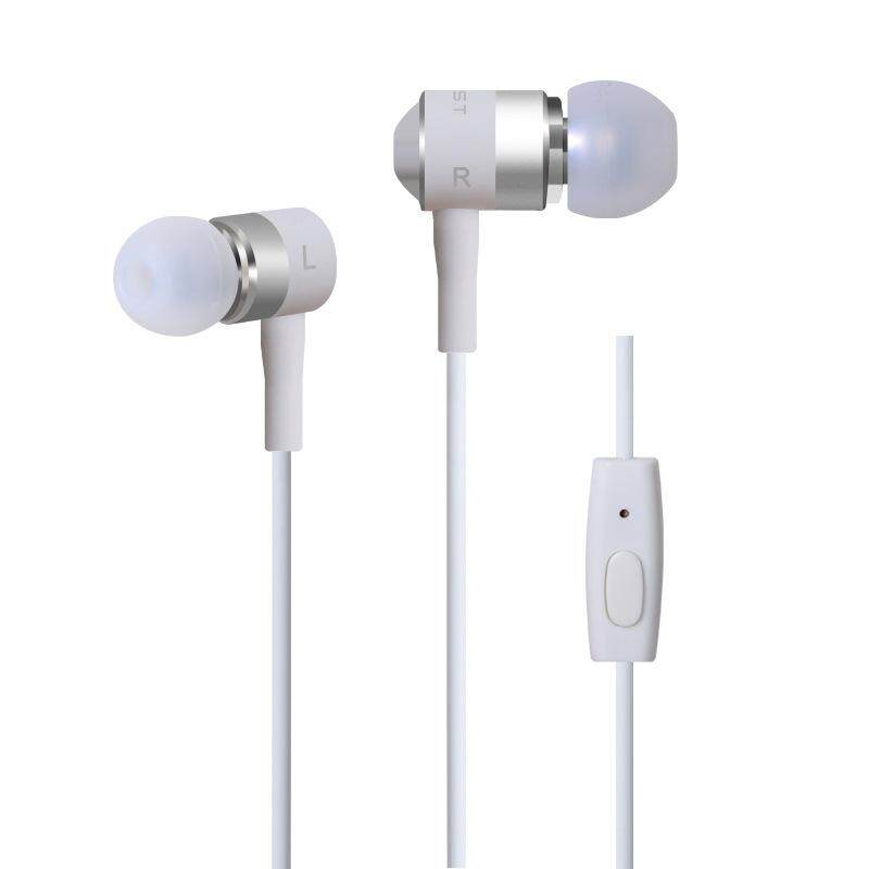 3.5mm Plug Universal In-ear Metal Headset Stereo Bass Earphone Headphone with Mic white
