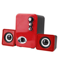 3D Sound 2.1 CH PC Computer Speaker with Dual Subwoofer Laptop Desktop (Red) Malaysia