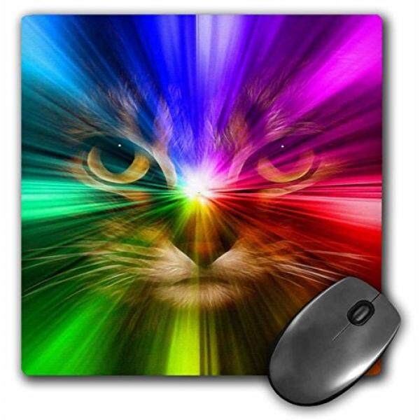 3dRose 3dRose LLC 8 x 8 x 0.25 Inches Mouse Pad, Domestic Cat Surrounded with a Rainbow of Colors (mp_18499_1) - intl