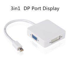 3in1 Apple Mac Thunderbolt Mini DP Port to HDMI VGA DVI (Square White) Malaysia