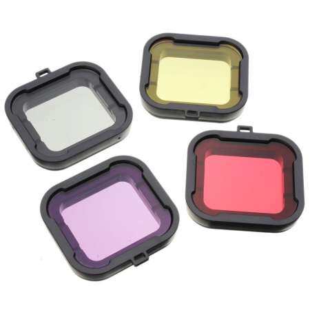 4 สีใต้น้ำดำน้ำฟิลเตอร์เลนส์ฝาครอบที่กรองรังสียูวีสำหรับ GoPro HD HERO 4 3