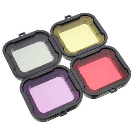 4 สีใต้น้ำดำน้ำฟิลเตอร์เลนส์ฝาครอบที่กรองรังสียูวีสำหรับ GoPro HD HERO 4 3