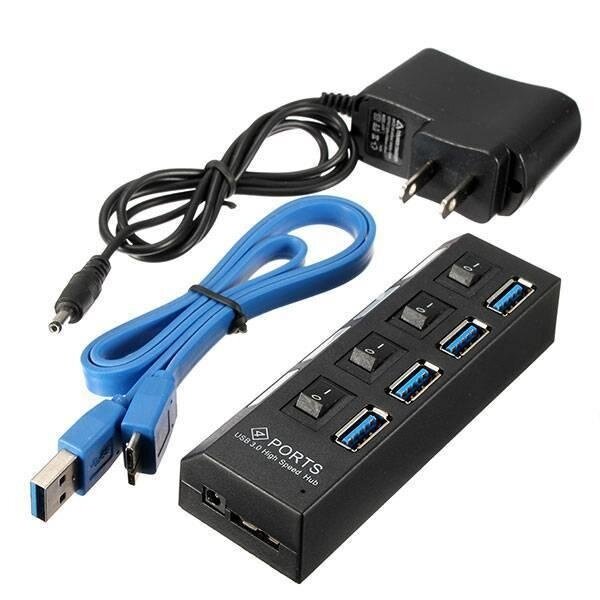 4 Port Usb 3.0 Hub Kabel AC Daya Adaptor On/Mati Sakelar AS Steker untuk Laptop Buah-Internasional