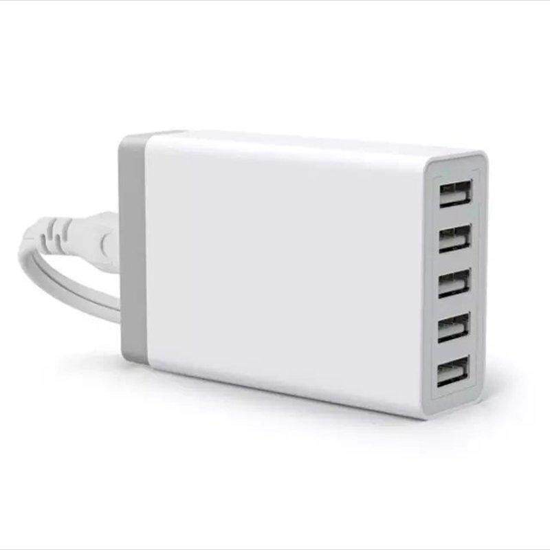 5 Ports Wall USB Charger Travel Adapter for USA E.U. Australia Plug5V 8A*5 For iPhone Samsung Sony LG Smartphone Charge Socket WhiteUS