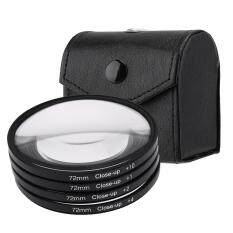 52/67/72/77mm Close-up +1+2+4+10 Macro Lens Filter Kit for DSLR Camera(Black)-72mm(Black)