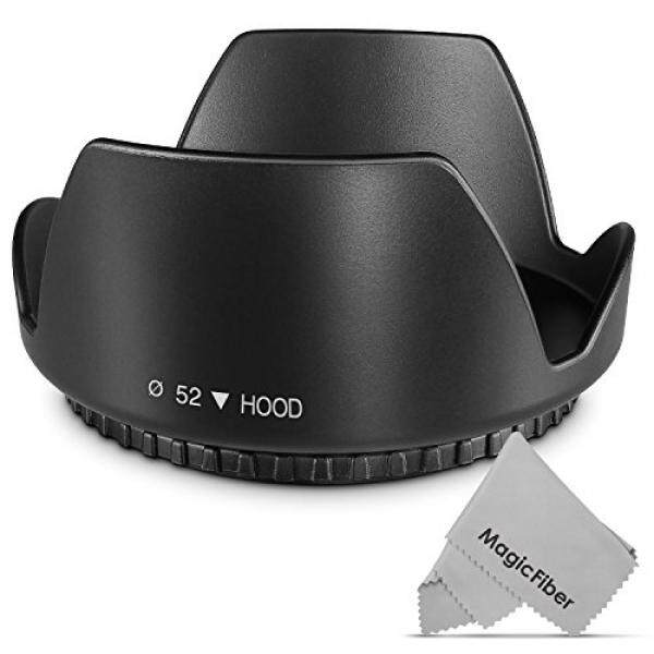 52MM Tulip Flower Lens Hood for Nikon AF-S 18-55mm, 55-200mm f/4-5.6G ED VR II, 50mm f/1.8D, 35mm f/1.8G, Pentax 18-55mm and Select Canon, Sony, Sigma and Tamron Lenses - intl