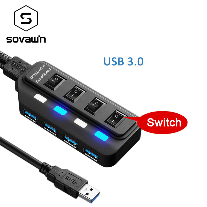 5gbps Usb 3 0 Hub 4 Usb Port Switch Led Splitter Adapter With 60cm Bold Cable High Speed Hab For Imac Pc Support External Power Intl Singapore