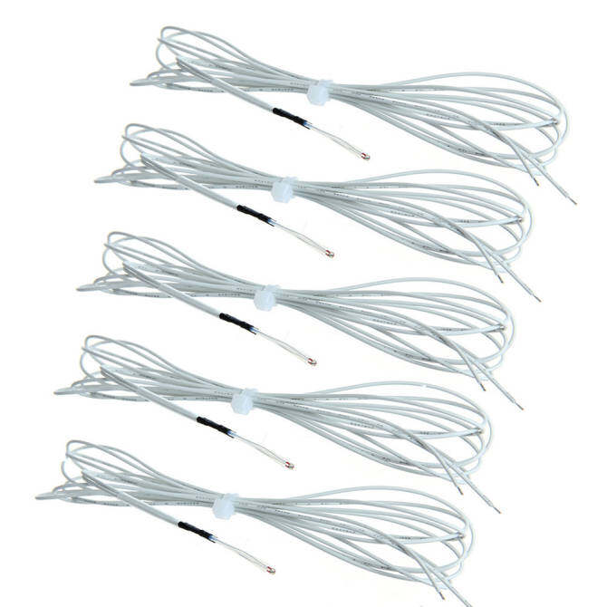 5x RepRap NTC 3950 Termistor 100 K dengan 1 Meter Kawat Kabel untuk 3D Printer Baru