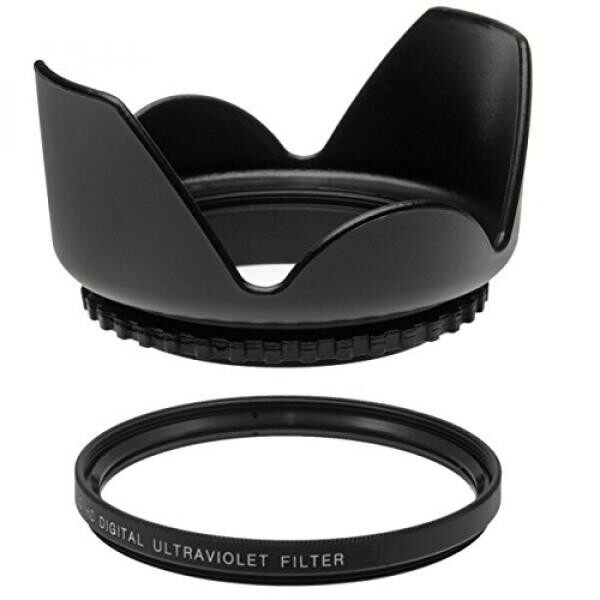 62MM UV Filter + 62mm Tulip Lens Hood for Tamron AF 18-200mm F/3.5-6.3 XR Di II LD Aspherical (IF) Macro, 62 mm Ultraviolet Filter & 62 mm Lens Hood - intl