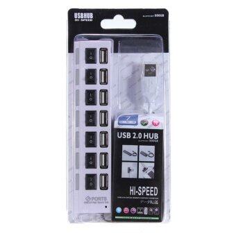 7-Port USB 2.0 Hub Tinggi Kecepatan On/Mati Beralih untuk Buah Adaptor Daya Putih-Internasional