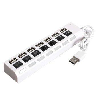 7 Port USB 2.0 Hub Tinggi Kecepatan On Mati Berbagi Sakelar untuk Laptop Buah Putih-Internasional