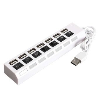 7 Port USB 2.0 Hub Tinggi Kecepatan On Mati Berbagi Sakelar untuk Laptop Buah Putih-Internasional
