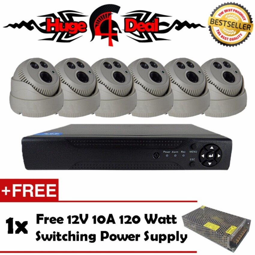 South Rise 8CH Analog/960 H/CVBS/1400 TVL CCTV 6 Pieces Kubah Kamera 1.0 MP DVR perlengkapan Set Analog Decoding 960 H/1400 TVL 4 Mm Lensa Perekam Video Digital 1x Bebas Daya Sakelar 12 V 10A-Internasional