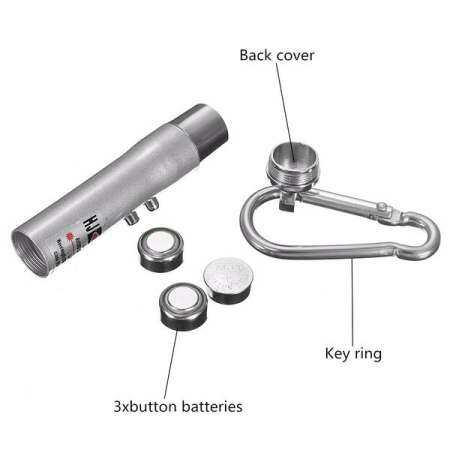 【GoodPrice - Tech】 ALL IN 1 Multifunction อะลูมิเนียมขนาดเล็กไฟฉาย LED ไฟฉายเลเซอร์ไฟสีแดงปากกาพอยน์เตอร์เงิน UV Detector พ็อกเก็ตกับหัวเข็มขัด + แบตเตอรี่ (สีม่วง)