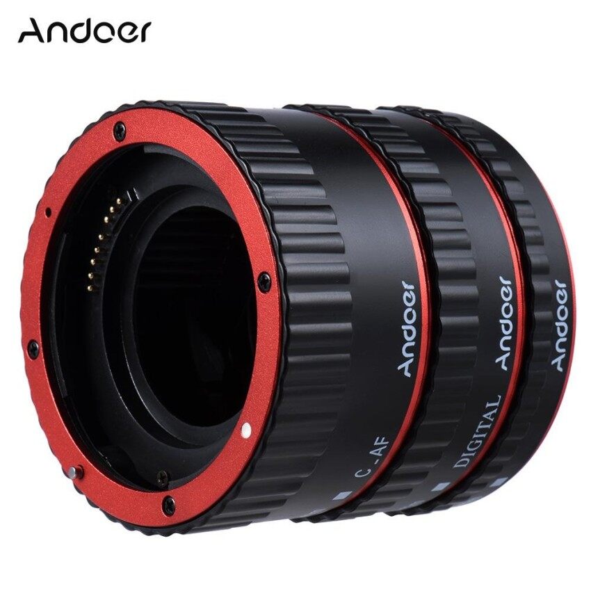 Andoer Warna-warni Logam TTL Otomatis Focus AF Macro Ekstensi Tabung Ringfor Canon EOS EF Ef-s 60D 7D 5D II 550D Merah-Internasional