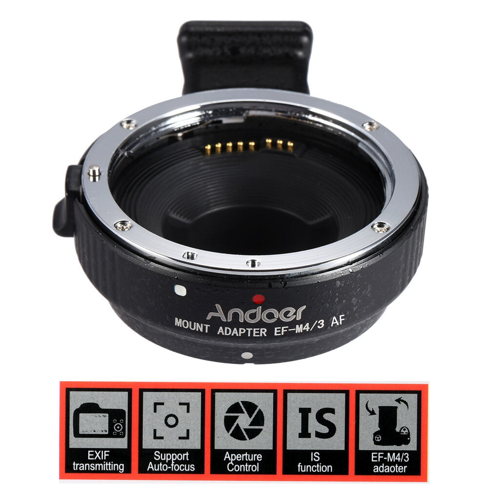 Andoer EF-MFT Otomatis Focus Elektronik Lensa Dudukan Adaptor Lingkaran untuk Canon EOS EF/EF-S Lensa Ke M4/3 kamera Seperti untuk Olympus Panasonic M4/3 Kamera Bebas Luar Ruangan-Internasional