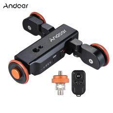 Andoer L4 Autodolly 3 Speed Adjustable with Wireless Remote Control Electric Motorized 3-Wheel Pulley Car Slider Rolling Skater for Canon Nikon Sony DSLR Camera for iPhone X 8 7 7 plus 6 plus for GoPro 5/4/3+/3 Time Lapse/Low Angle/Macro Video Shooting