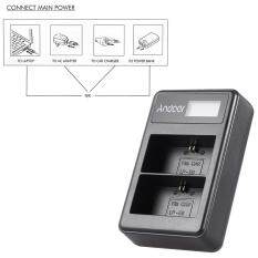 Andoer LP-E6 Rechargeable Display Li-ion Charger Pack 2-Slot USB Cable Kit for Canon EOS 6D 7D 70D 60D 5D Mark III Mark II Digital SLR Camera
