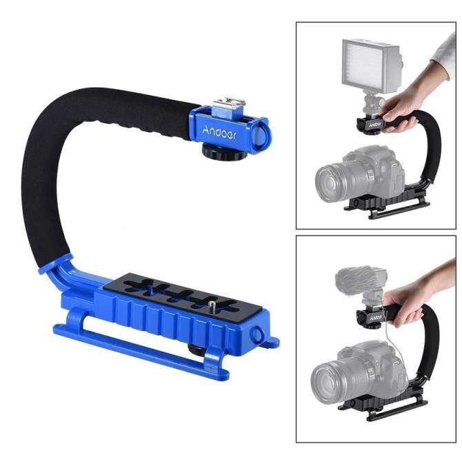 Andoer U/C Berbentuk Video Dudukan Braket Pegangan Genggam Actionstabilizer Grip untuk Perkakas Bertualang GoPro SJCAM Xiaomi Yi Kamera Camcorder Mini DV DSLR SLR Smartphone dan Flash Monitor Cahaya-Internasional