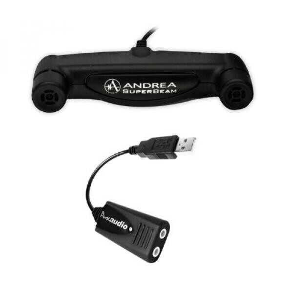 Andrea Communications C1-1021450-100 PureAudio USB-SA External Digital USB Sound Card with Superbeam Array2S Microphone Bundle - intl