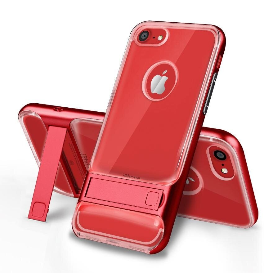 Perlindungan Anti Gores Ultra Tipis Sesuai Ganda Berlapis Anti Guncangan Keras Buah + Lembut TPU Case Sarung Lipat dengan Diri Penyangga untuk Apple iPhone 6 Plus/6 S Plus (Versi Kristal Bening) -Internasional