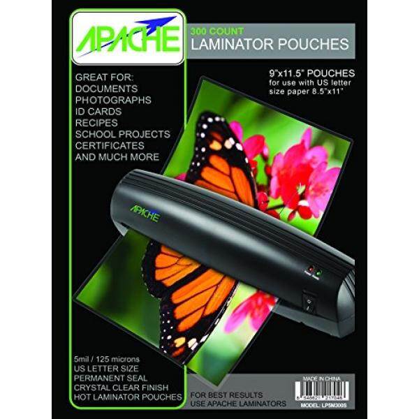 Apache Laminating Pouches, Huruf Ukuran, 300 Pack, 5 Mil-Internasional