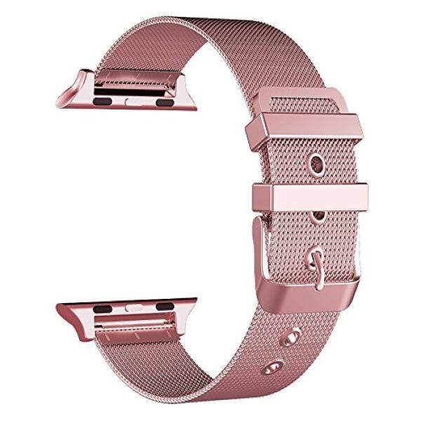Apple Jam Tangan Tali, geotel Aksesoris Apple IWatch Tali Milanese Putaran Anti Karat Tali dengan Gesper Klasik untuk Apple Jam Tangan Seri 3 Seri 2 Seri 1, nike +, Hermes, Olahraga & Edition (42MM-PINK Emas)-Internasional