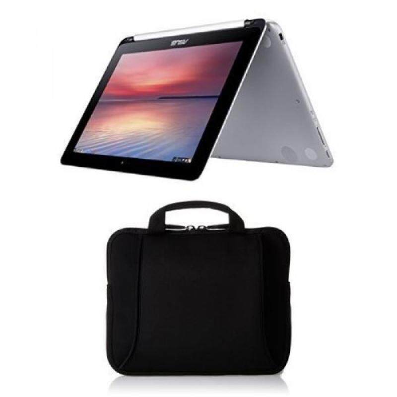 ASUS Chromebook Flip 10.1-Inch Convertible 2 in 1 Touchscreen (Rockchip, 4 GB, 16GB SSD, Silver) & AmazonBasics 7-Inch to 10-Inch Laptop and Tablet Bag Set Malaysia