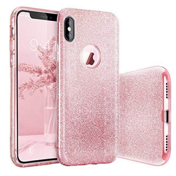 BASSTOP iPhone X Case, BASSTOP Luxury Bling Crystal Glitter Sparkle Phone Case Detachable 3 Layers Shockproof Hard PC Back Soft TPU Inner Shining Case for Apple iPhone X,iPhone 10 (Pink) - intl