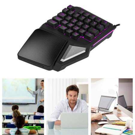 BELLE Delux T9 PRO 7 สี LED Backlight มือเดียวมืออาชีพคีย์บอร์ดสีดำ - intl