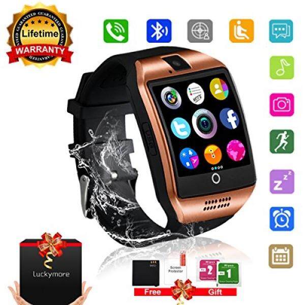 Bluetooth Pintar Jam Tangan Ponsel Layar Sentuh Jam Tangan Handy-Uhr Olahraga Jam Tangan Pintar Uhr Wasserdicht Kebugaran Intelligente Pintar Uhr Telefon Kompatible IOS android iPhone X 8 7 S Ponsel Pintar Für Herren Damen (Emas) -Internasional