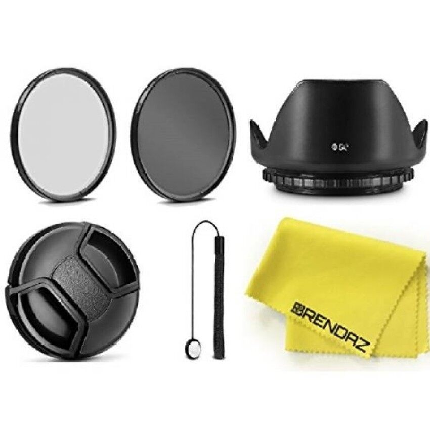 Brendaz 52 Mm Lensa Penyaring Accessory Perlengkapan-UV dan CPL (Bundar Polarizer) penyaring + Tulip Lensa Tudung + Lensa Tutup + Tutup Keeper + Kain Serat Mikro untuk 52 Mm Lensa, kompatibel Nikon Nikkor 18-55 Mm Lensa-Internasional