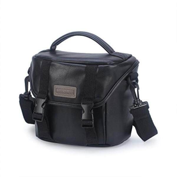 CAISON Synthetic Leather Camera Case Shoulder Bag for Mirrorless Camera Canon EOS M6 M5 M3 M10 / Panasonic Lumix DMC G80 GX8 G7 / Single Lens DSLR Camera NIKON D7500 D5600 D3400 / Canon EOS 200D 1300D - intl