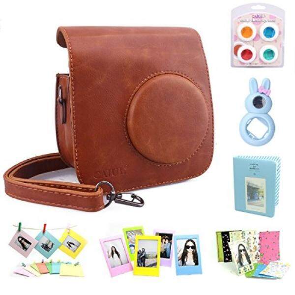 CAIUL CAIUL Compatible Mini 7s Case Bundle with Album, Filters & Accessories for Fujifilm Instax Mini 7s and Polaroid PIC-300 Camera (Brown, 7 Items) - intl