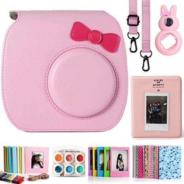CAIUL CAIUL Compatible Mini 7s Case Bundle with Album, Filters & Accessories for Fujifilm Instax Mini 7s and Polaroid PIC-300 Camera (Pink, 7 Items) - intl