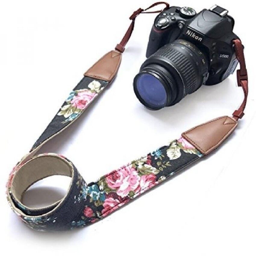 Kamera Bahu Leher Sabuk Tali, alled Cowhide Antik Cetak Softleather Colorful Tali Kamera untuk Wanita/Pria untuk DS/S/Nikon/Canon /Sony/OLYMPUS/Samsung/Pentax Dll/Olympus Hitam-Internasional