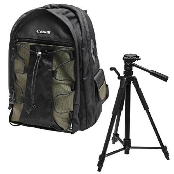 Canon 200EG Deluxe Digital SLR Camera Backpack Case + Photo/Video Tripod for EOS 6D, 7D, 77D, 80D, 5D Mark II III IV, Rebel T6, T6i, T6s, T7i, SL2 - intl