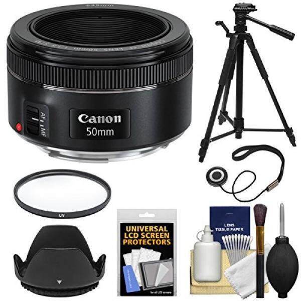 Canon EF 50mm f/1.8 STM Lens + Filter + Lens Hood + Tripod Kit for EOS 6D, 70D, 7D, 5DS, 5D Mark II III, Rebel T3, T3i, T5, T5i, T6i, T6s, SL1 Camera - intl